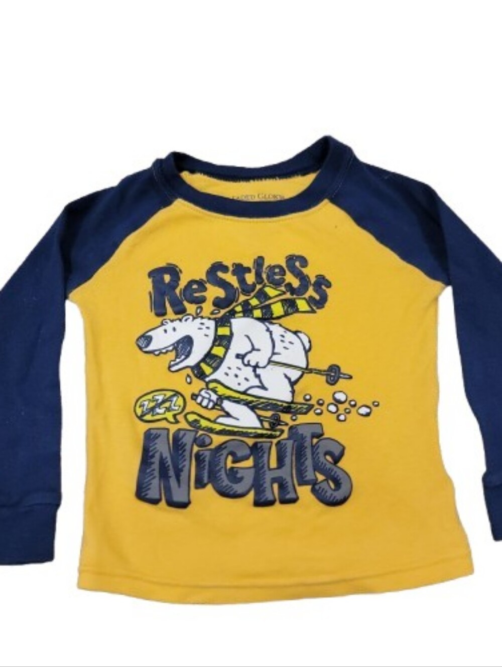 Faded Glory Pullover Pajama Shirt Boys 24M Yellow Restless Nights‎ Bear Jammies
